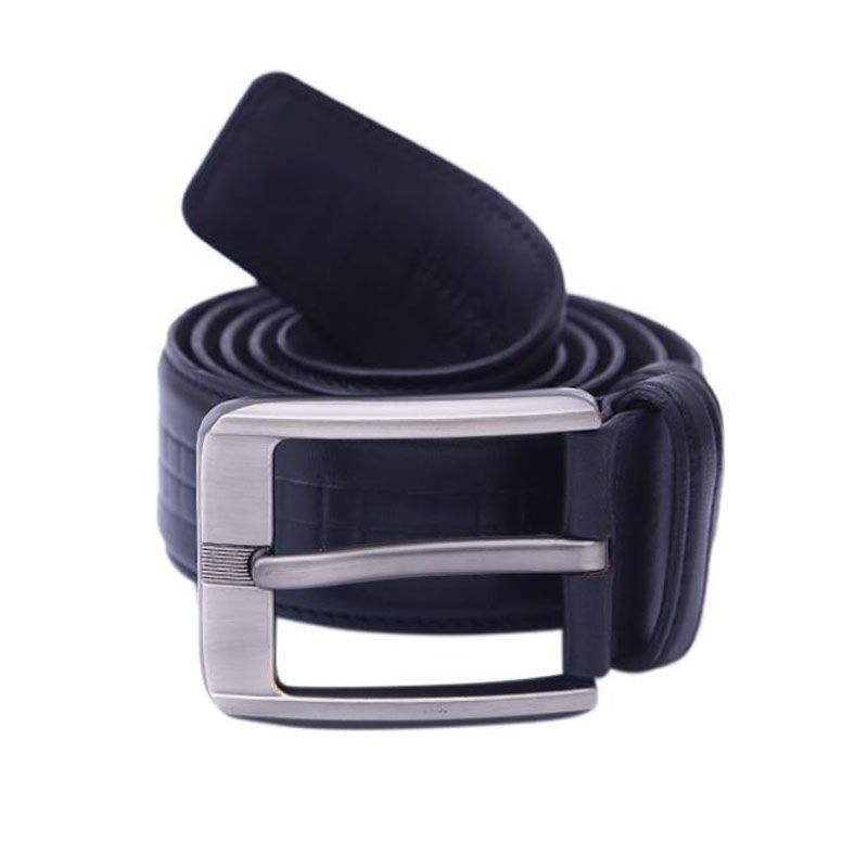 Black Leather Casual Belt For Men