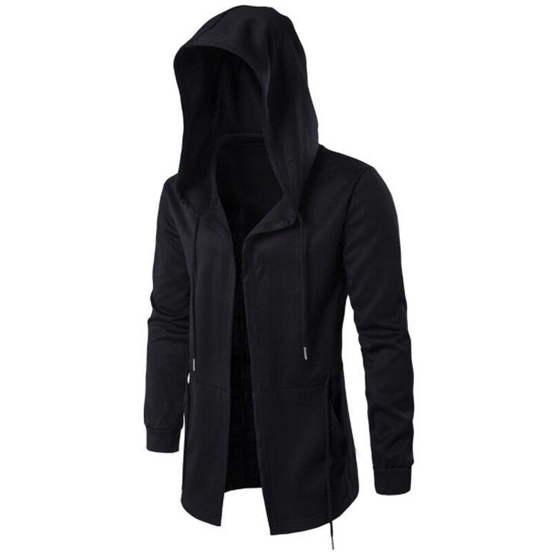 Long Design Hoodies Men Fashion  Hop Sweatshirt Streetwear Black Gown Coats Men Hooded Cloak Mantle Hoodie 5XL Sweatshirts