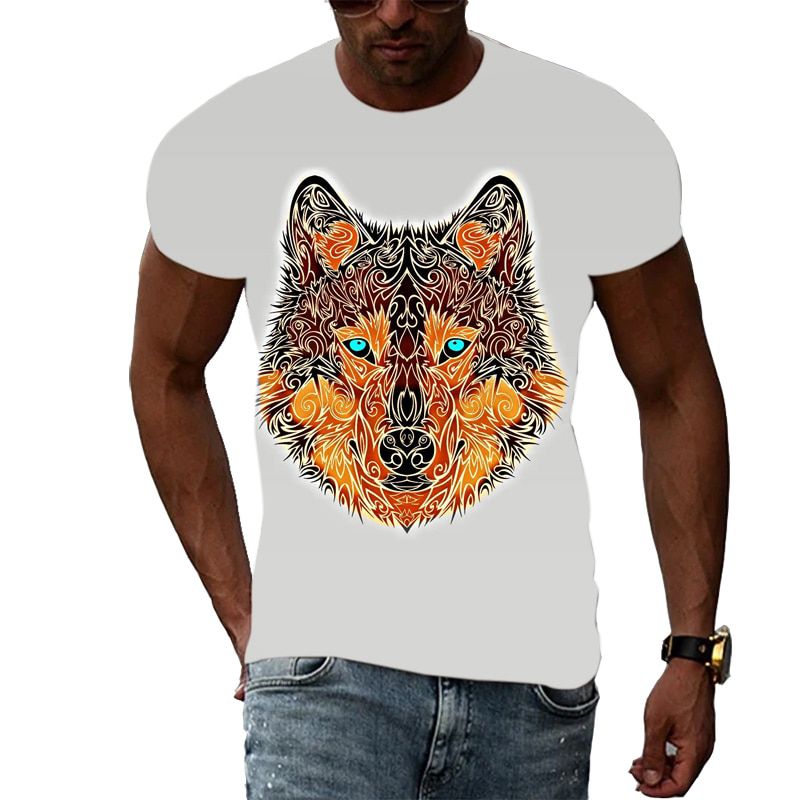 Summer 3D  Wolf Men T-shirt Fashion Casual Trend Personality Print short sleeve t-shirts Hop harajuku streetwear