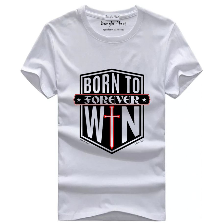 Born To Win Forever 2022 Brand Mens T Shirts Graphic Autumn Short Sleeve Clothes Plus Size Homme High Quality Bangladeshi Style Fashion 5 Color Tops