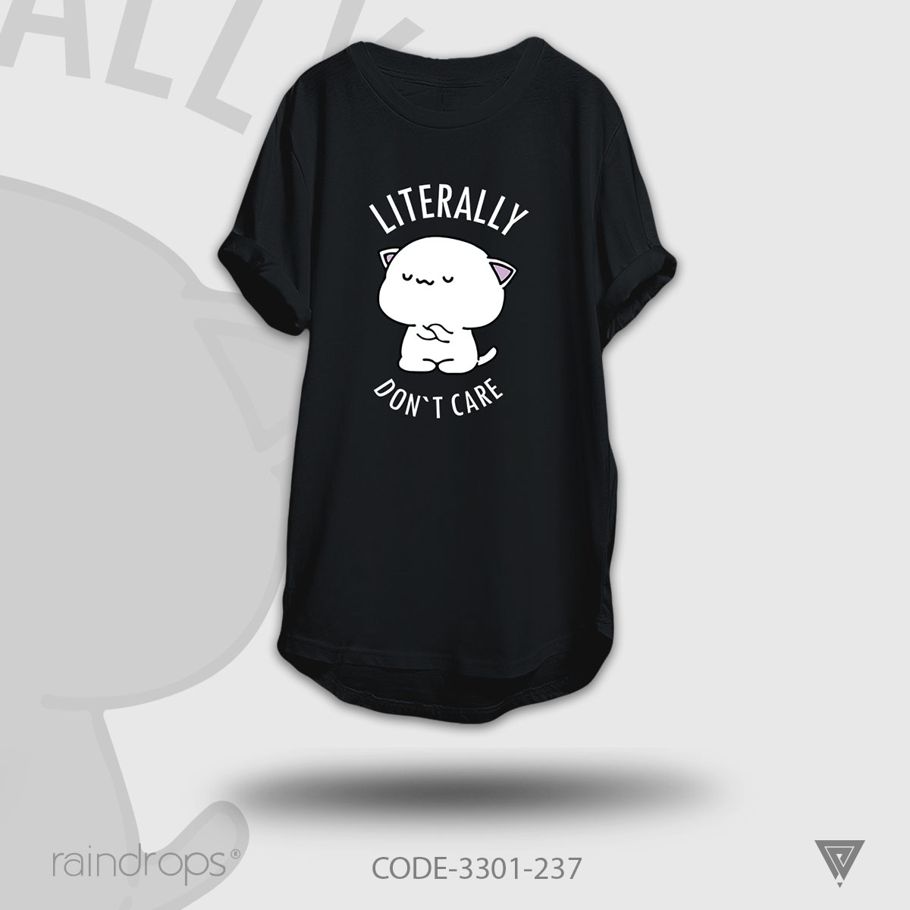 Raindrops Premium T-shirt Literally Don`t Care Designed Half Sleeve Black T-shirt For Woman