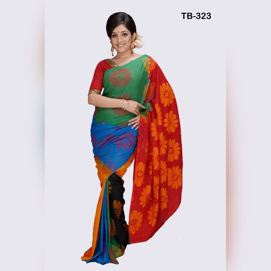 Multi Colour Mercerized cotton Saree for Women (from Tangail)