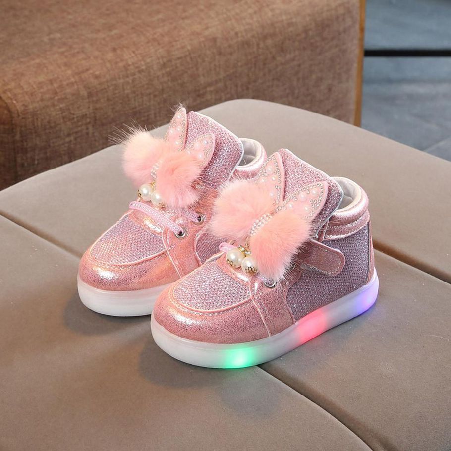 KIO Shoes Toddler Infant Kids Baby Girls Cartoon Rabbit LED Luminous Sport Shoes Sneakers Shoes For Baby