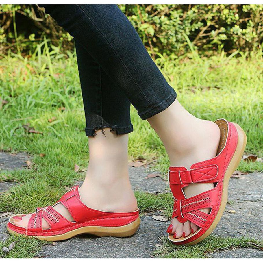 Summer Women Wedge Sandals Premium Orthopedic Open Toe Sandals Vintage Anti-Slip Leather Casual Female Platform Retro Shoes
