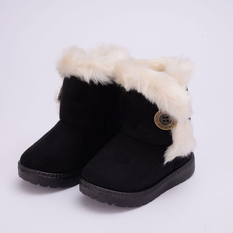 Kids Shoes Fashion Winter Baby boys Girls Child Snow Boots Cashmere Button Non-slip Warm Shoes