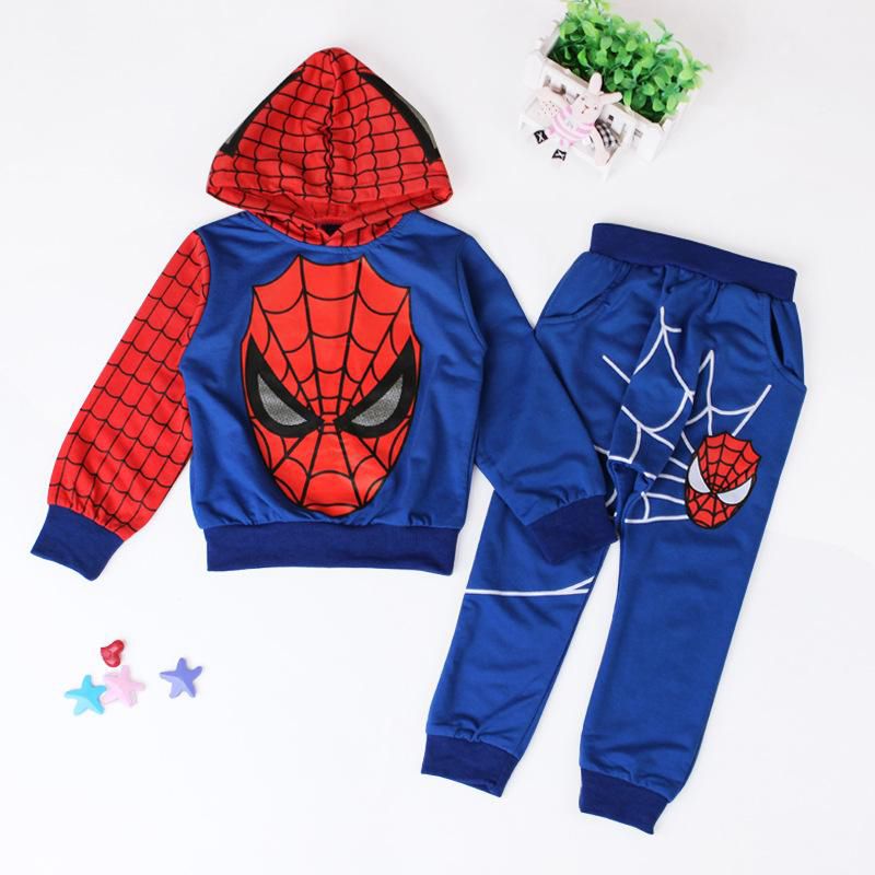 Marvel Spiderman New Children's Two-piece Suit Avengers Modeling Halloween Costumes Children's Clothing Sweater Long-sleeved Suit Lightweight