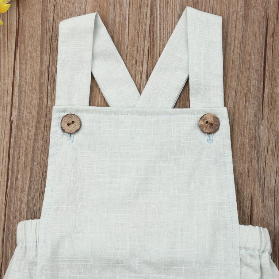 Infant Baby Girl Boy Cotton Romper Sleeveless Square Collar Sling Solid Color Jumpsuit 0-3Y