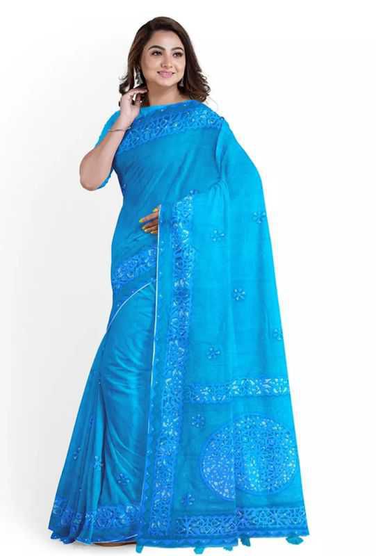 Multi-colour Half Silk Cut Work Saree for Women