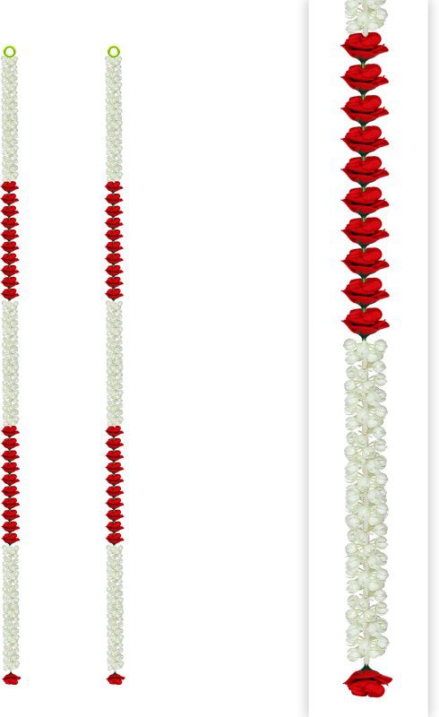 Craftox Décor Decorative Jasmine and Rose Flower Plastic Garland, Color Red,(CN-81201-2) Plastic Garland  (Red)