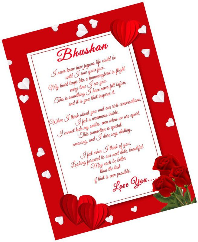 Midas Craft I Love You Bhushan Love Letter Quotes 27 Greeting Card  (Red, White, Pack of 1)