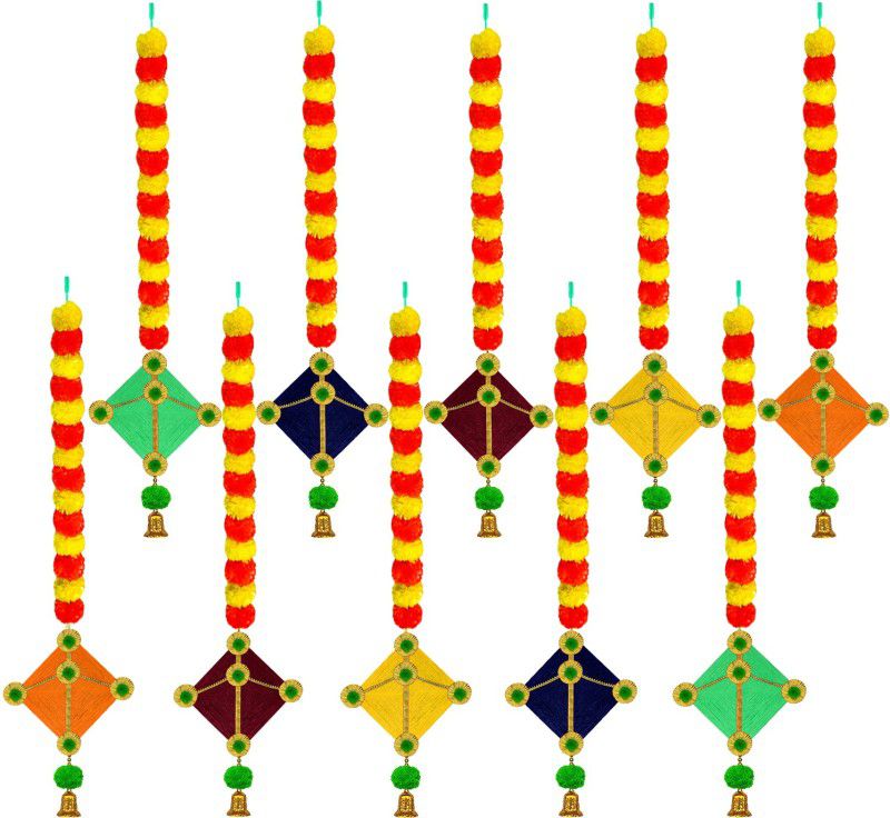 iHandikart Marigold Artificial Garland with Kite,Colour Yellow & Dark Orange (31508-10-K) Plastic Garland  (Multicolor)
