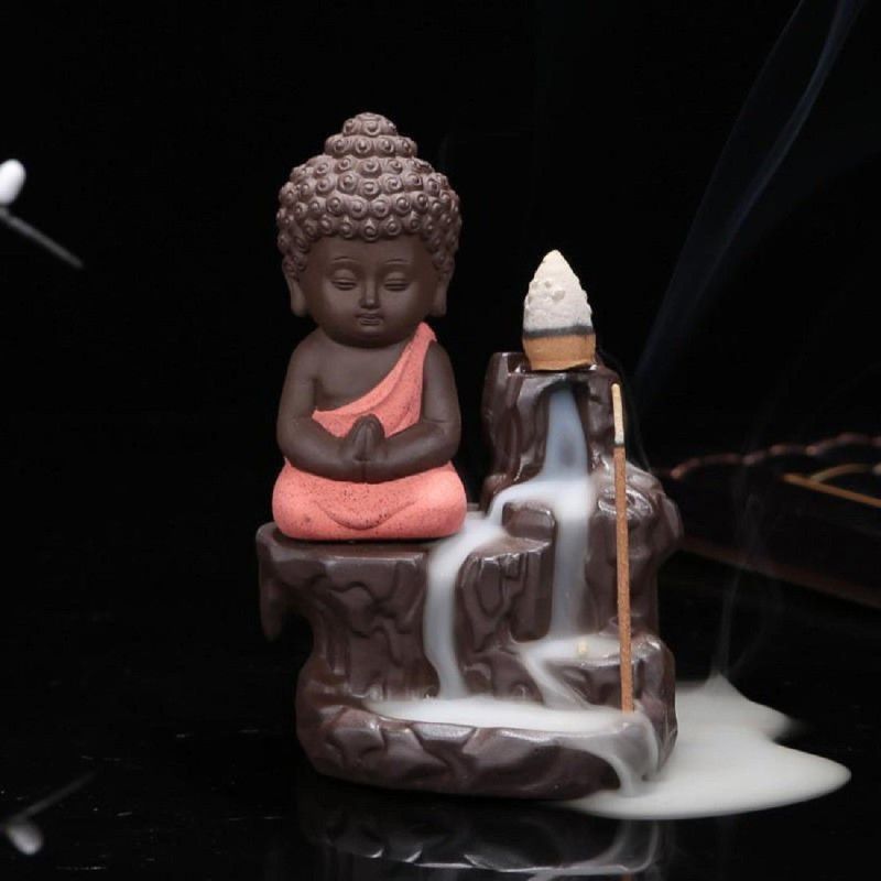 panipat creations Back-flow incense burner creates an illusion of a smokey waterfall Decorative Showpiece Bone China, Ceramic Incense Holder Set  (Multicolor)
