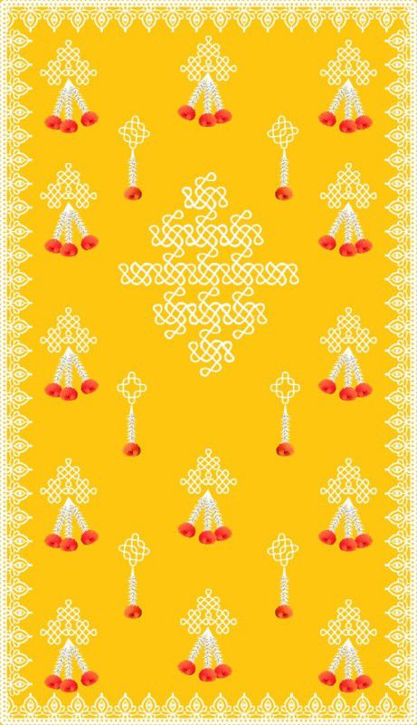 efyu999.com Muggu with flower Backdrop Cloth for Decoration (H:8ft X W:5ft) Altar Cloth