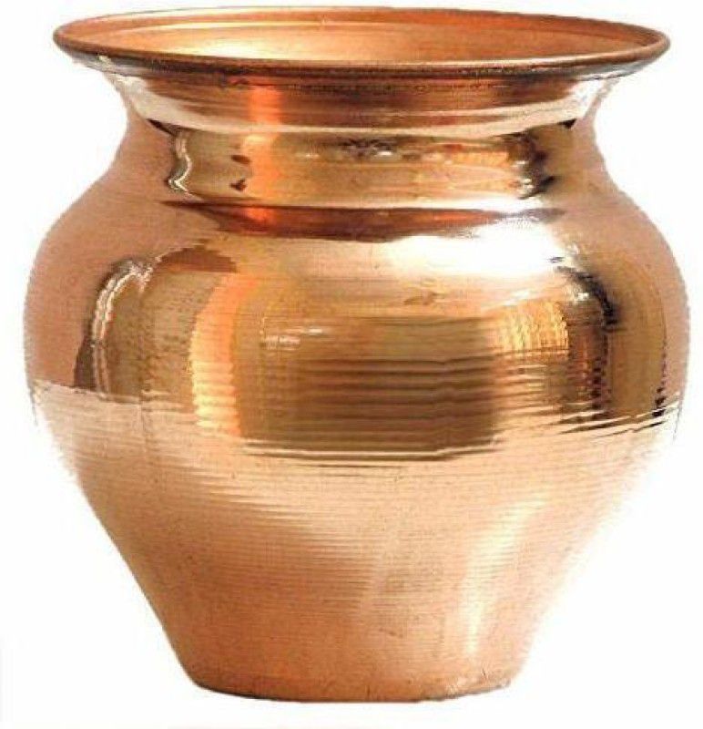 vrindavan shopi Copper Lota Kalash Pot |700 ML| Used as Poojan Worship Home Temple Garden Storage Water Beneficial for Health from Vrindavan 700Ml Copper Kalash  (Brown)