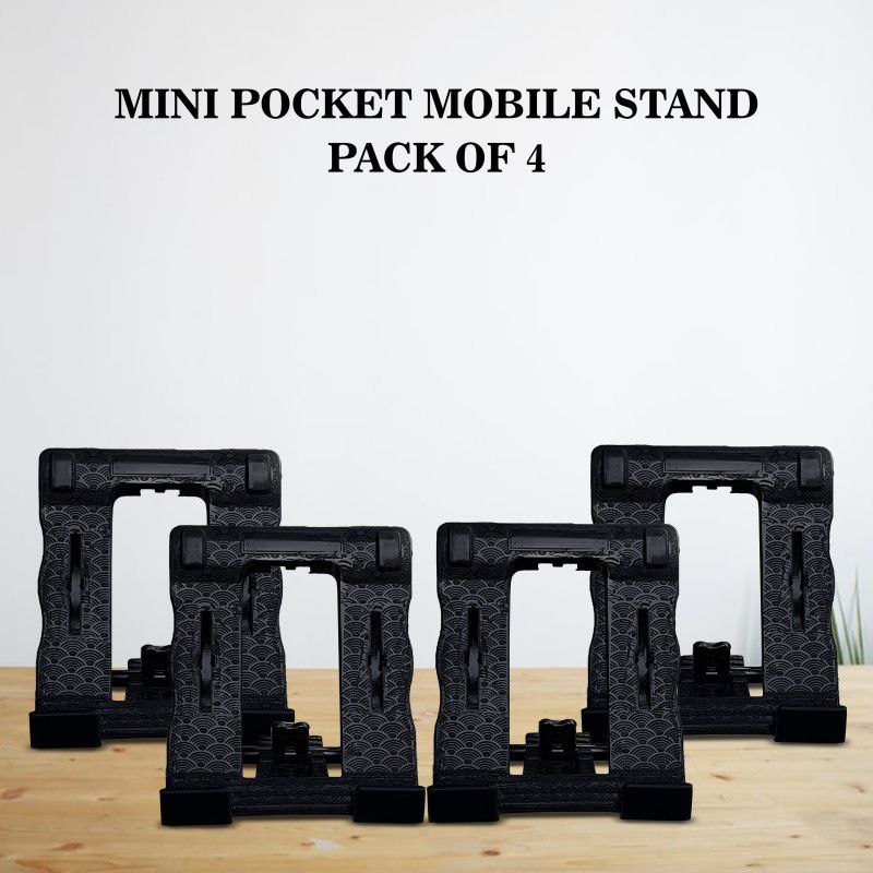 RJ'S 4 Step Plastic Adjustable All Smart Phone Holder Stand. (Pack Of 4) (Black)