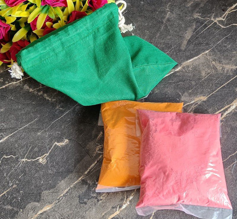 INDIA MEETS INDIA Organic/Herbal Holi Colors/Gulal, Set of 4, 100 gm Holi Color Powder Pack of 2  (Orange, Pink, 200 g)