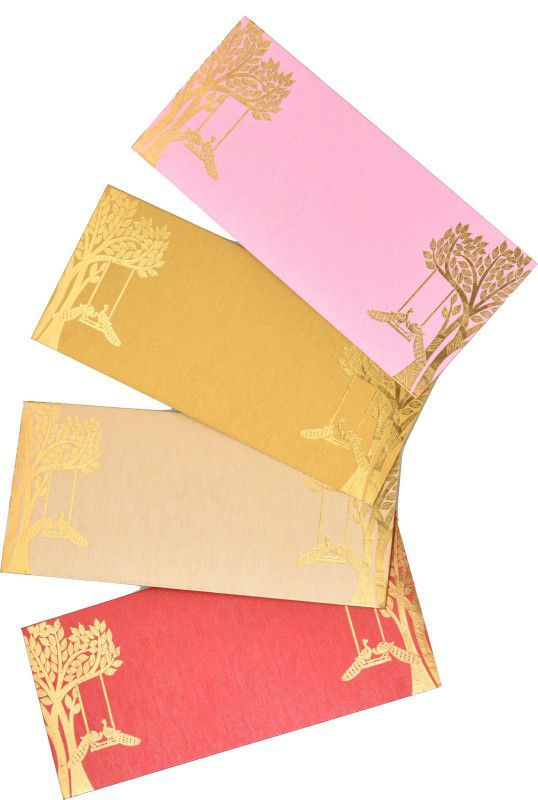 Anand Cards Shagun Envelope with Tree design, Peackock Design Envelopes  (Pack of 80 Multicolor)