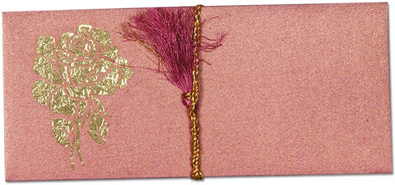 Saifee Mauve Metallic Card, Elegant Rose Laser cut Gift Envelopes  (Pack of 2 Pink)