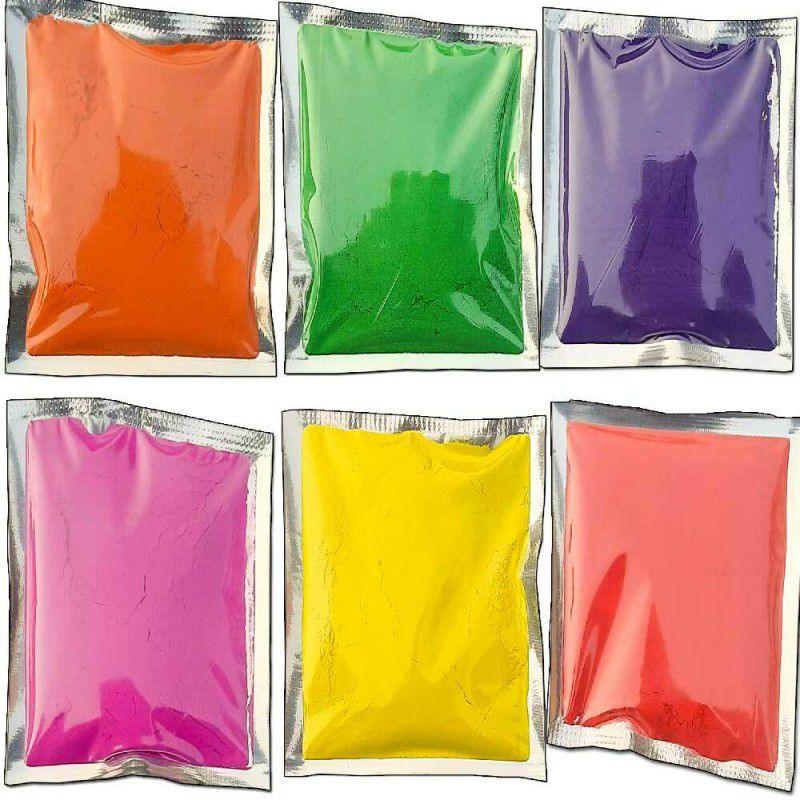 MATABE Holi Color Powder Pack of 6  (Pink, Red, Yellow, Orange, Blue, Green, 300 g)