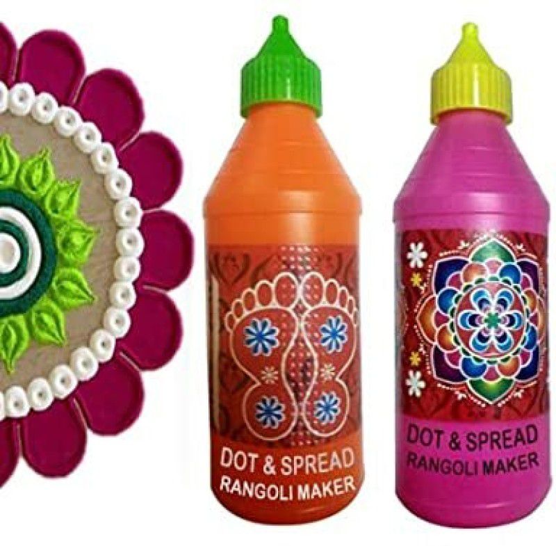 Sirgan Yellow Dropper Powder Squeeze Bottle For Rangoli Making Floor Kit (Pack Of 4) Rangoli Stencil