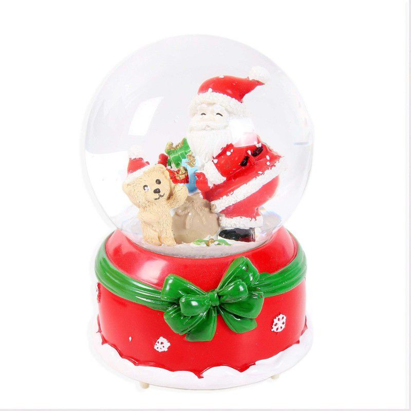 LITTLE BIRDIE Christmas Musical Snow Globe Santa And Teddy 5inch 1pc Box IB Topper Ornaments Pack of 1