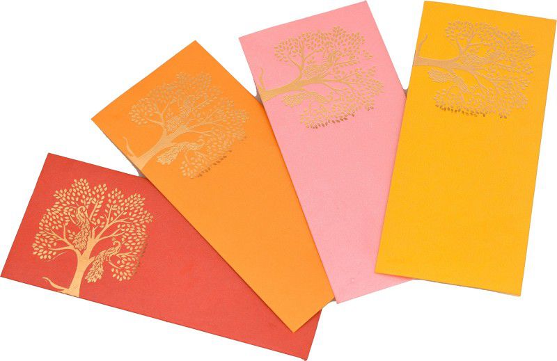 Tree Peackock print design Shagun Envelopes  (Pack of 50 Multicolor)