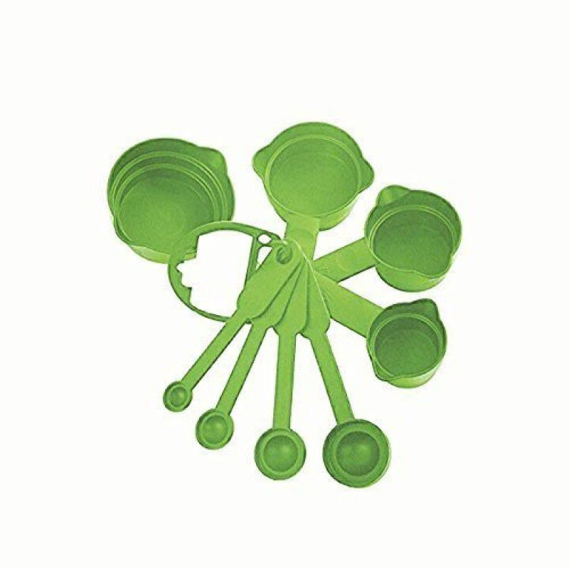 RJ'S Plastic Measuring Spoon and Cup Set, 8-Pieces (Pack of 1) (Green)