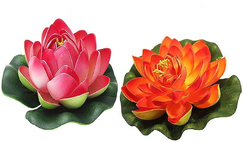 Aakriti Artificial Water Floating Lotus Artificial Flower (Multicolor, 4 inch) 2 PCS