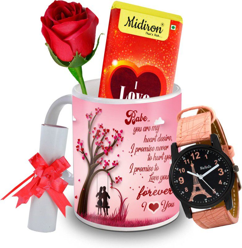 Midiron IZ20DTLoveBar1RoseLCWatF1MU-183 Ceramic Gift Box  (Multicolor)