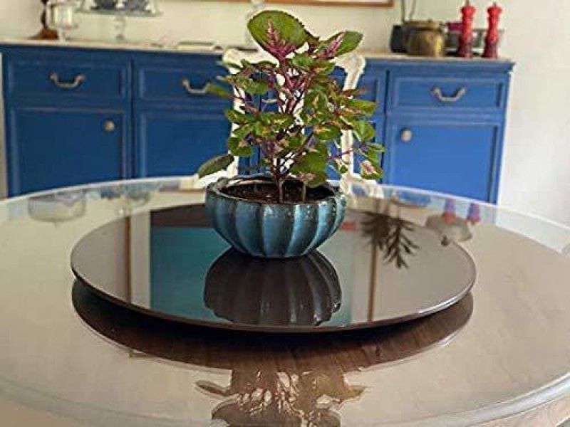 Induscan ABS Plastic and Toughened Glass Revolving Glass Table Top 8mm thickness Glass Decorative Platter  (Black)