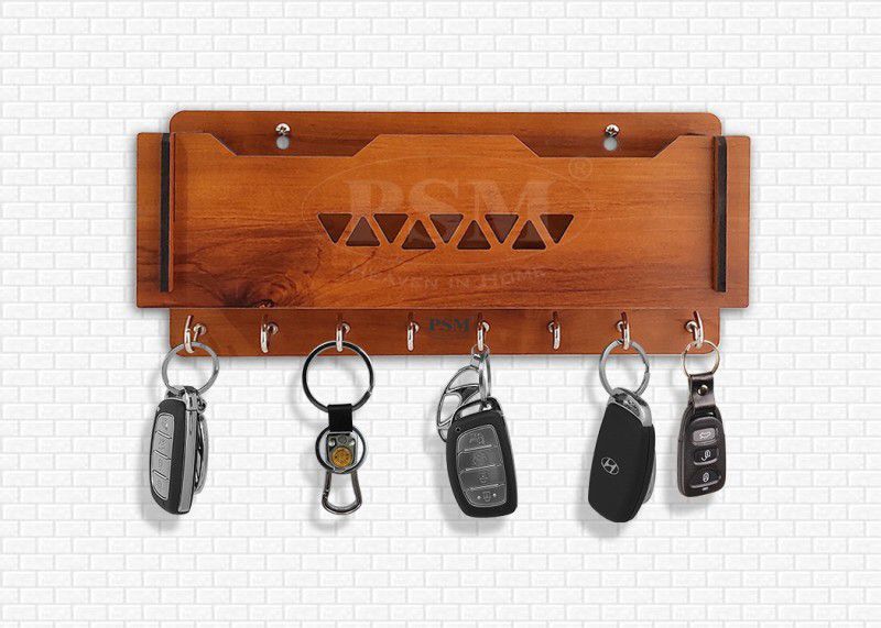 Invito Wooden Key Holder with Storage Box Mobile Holder 8 Hook