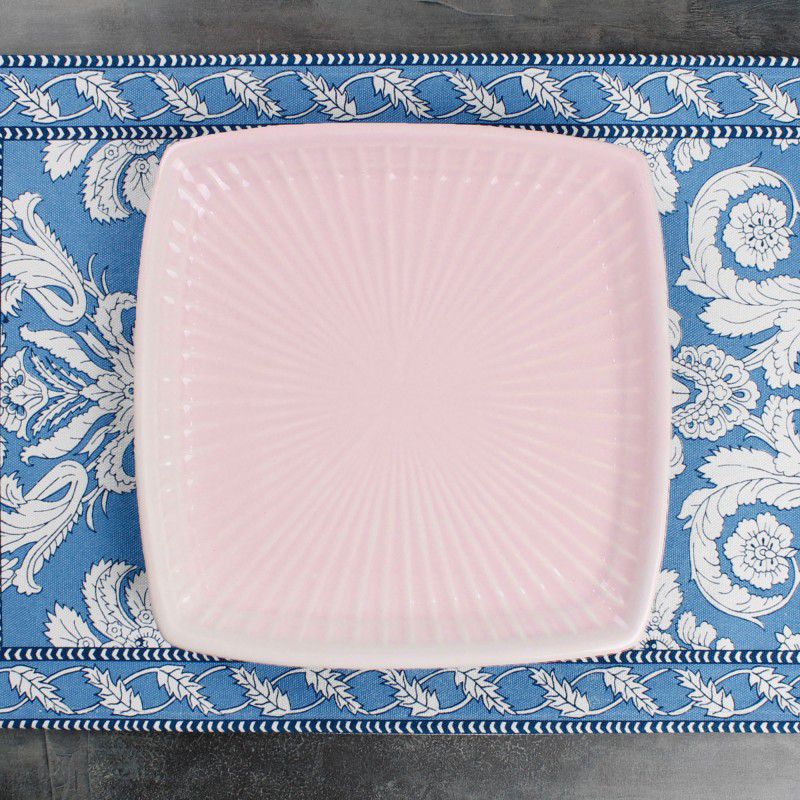 The Earth Store Ceramic Decorative Platter  (Pink, Pack of 2)