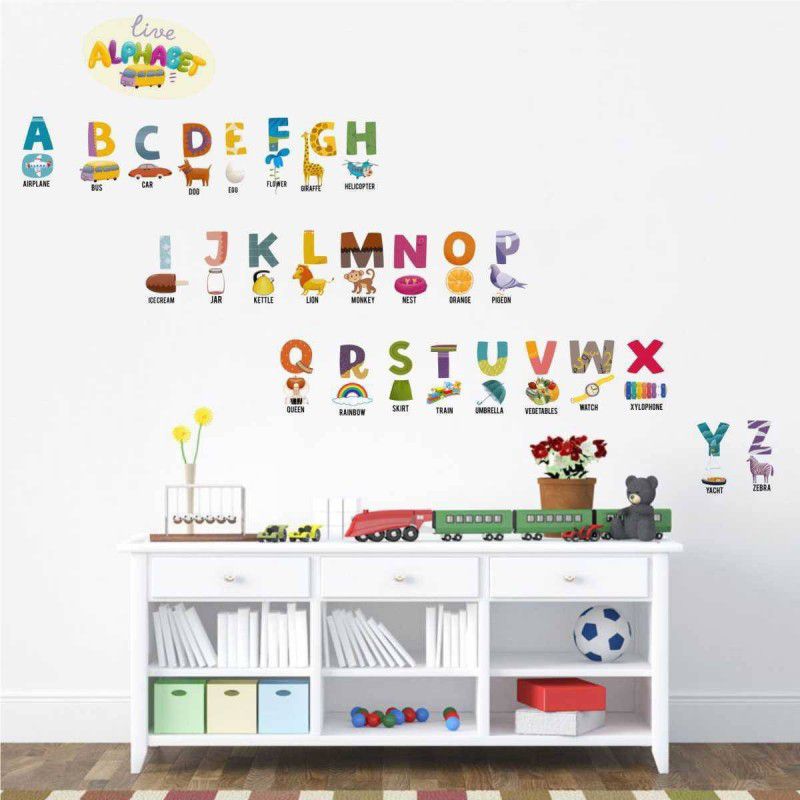Rawpockets Wall Decals ' Live Alphabets for Kids ' Wall stickers (PVC Vinyl) Multicolour