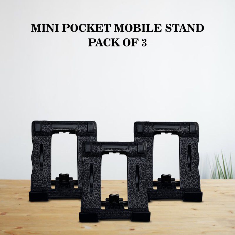 RJ'S 4 Step Plastic Adjustable All Smart Phone Holder Stand. (Pack Of 3) (Black)