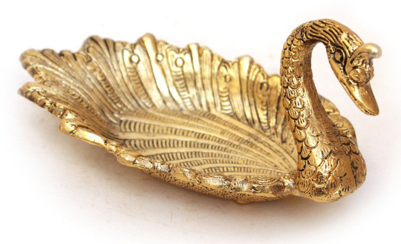 Arrakasta Crafts Swan Duck Shaped Dry Fruit Tray Brass Decorative Platter  (Gold)