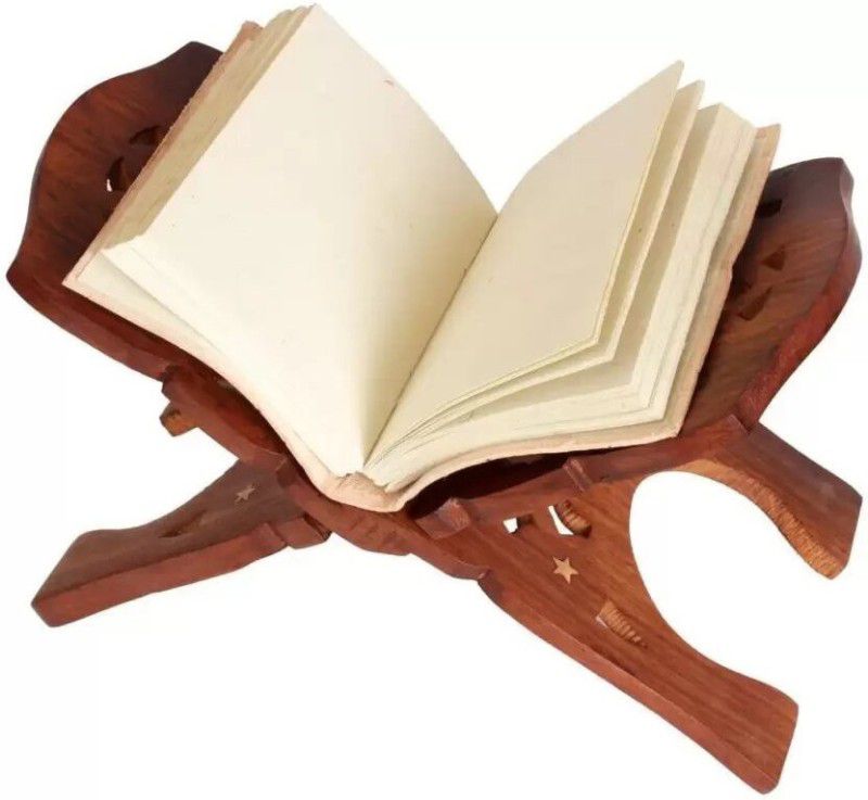 SBBCO Pooja Book Stand/Rehal/Wooden holy Book Stand/Wooden Book Stand/Ramayan - Geeta Stand Wooden Brown Rehal  (Width (Open) = 25.5 cm : Height (Open) = 15 cm)