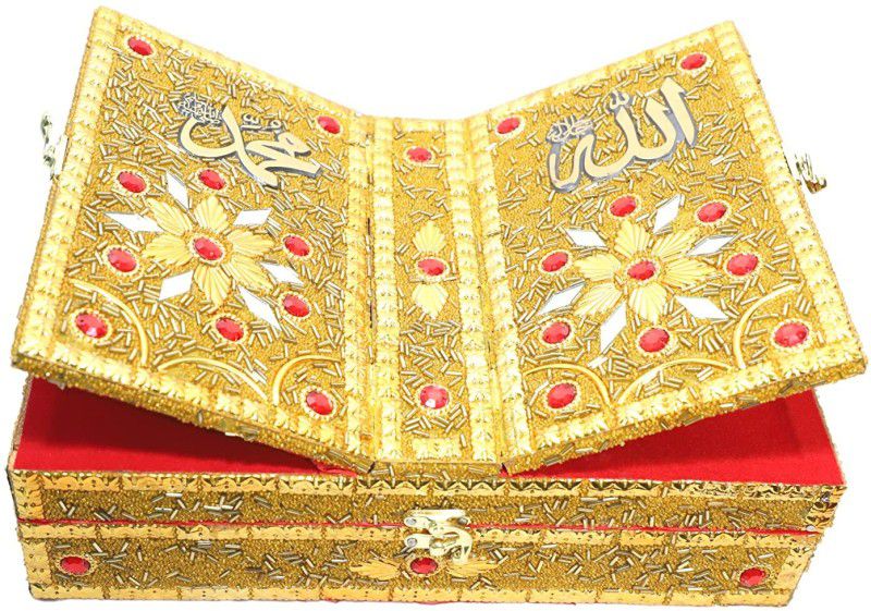 Santarms Holy Quran Sharif Rehal Stand Box: Perfect Gift for Weddings Bride Bridal | Wooden Gold Rehal  (Width (Open) = 60 cm : Height (Open) = 21 cm)