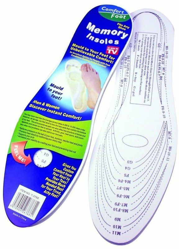 DHANVI ENTERPRISE Unisex Insoles Antibacterial Memory Foam Shoes Pad (36 cm x 13 cm x 3 cm/1 Pair)  (Pack of 1)