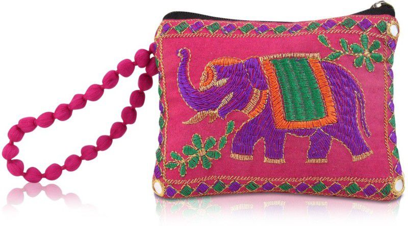 SP TRADER Women Fashion Embroidery Jaipuri Clutch Bag Mobile Pouch Purse (Purple)  (1 Bag)