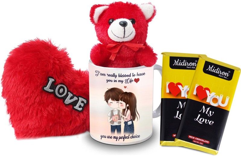Midiron Chocolate Gift Pack for Valentine Day, Birthday, Anniversary for your Beloved IZ20Bar6SmallRHTRMU-DTLove-200 Ceramic Gift Box  (Multicolor)