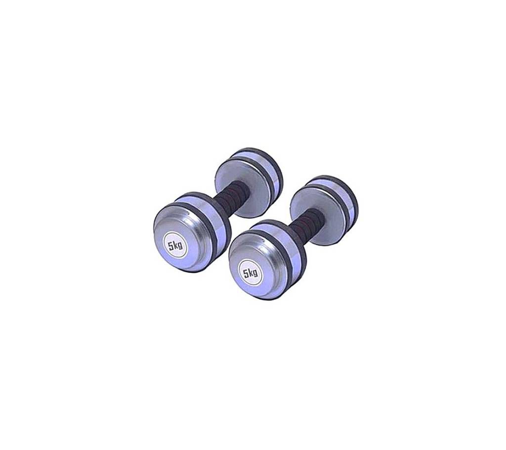 Two Pieces Rubber Dumbbell Set - 10kg - Silver