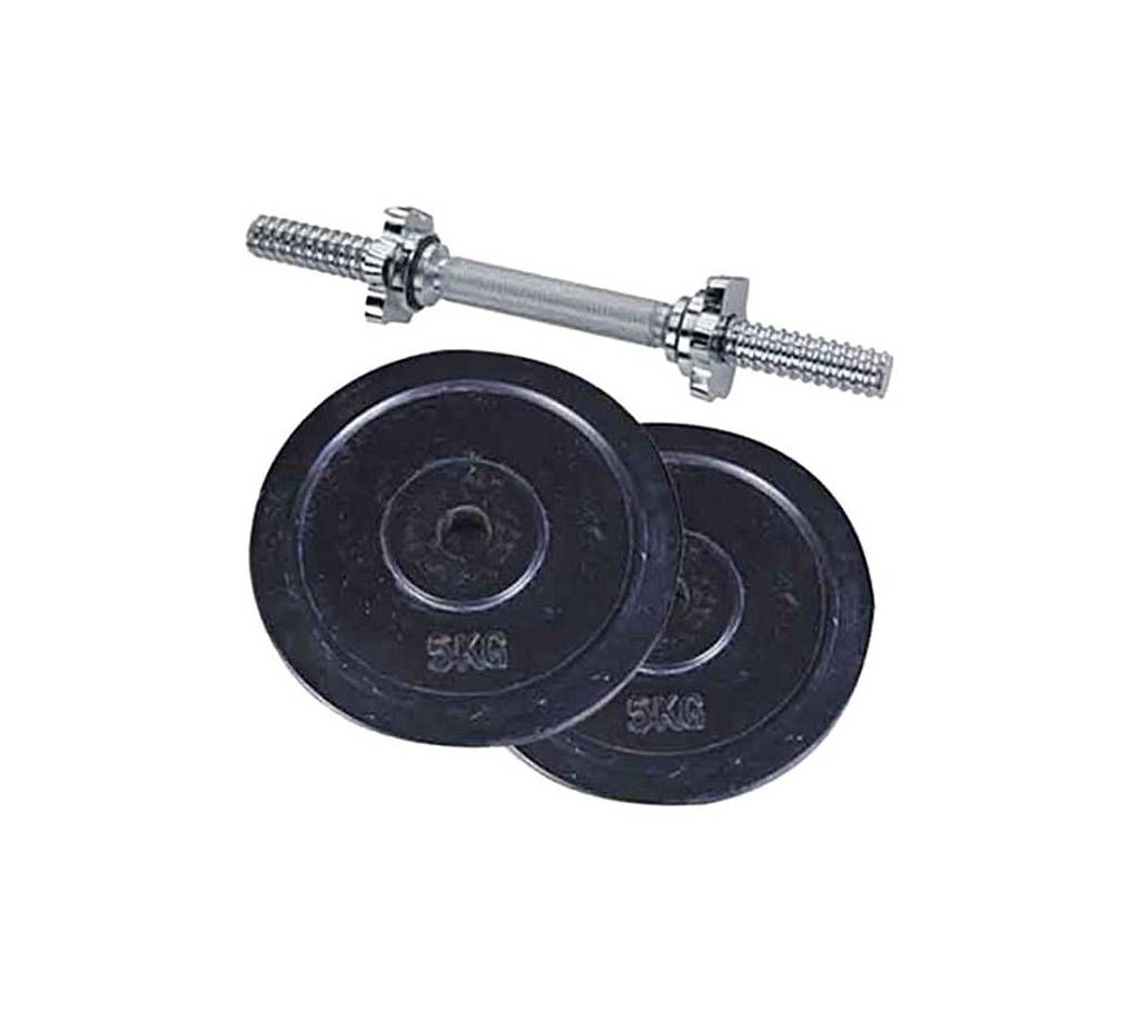 Two Pieces Dumbbell Set With Stick 10Kg - Black and Silver