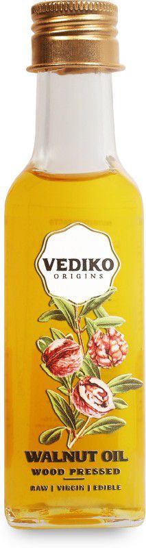 Vediko Origins Raw Wood Pressed Walnut Oil | Pure Virgin Edible Shudh Akhrot ka Tel for Skin Walnut Oil Glass Bottle  (100 ml)