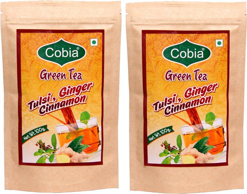 Cobia Green Tea(Tulsi, CInnamon,Ginger) 100g Leaves Cinnamon, Tulsi, Ginger Green Tea Pouch  (2 x 50 g)