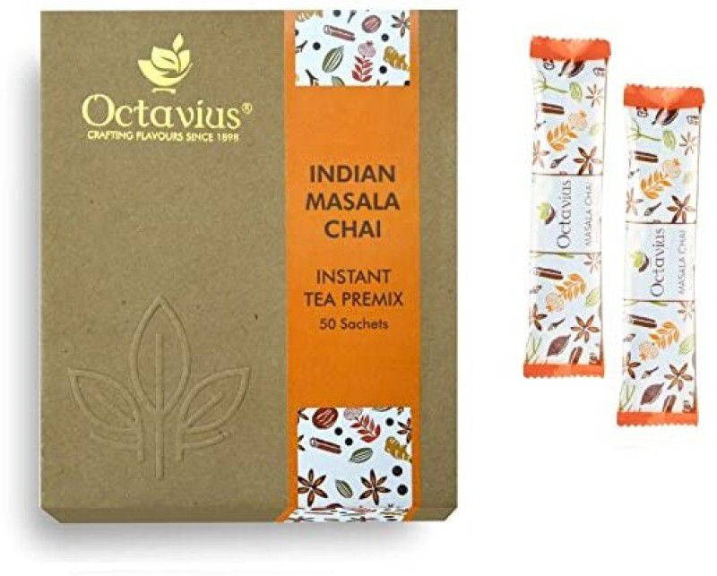 Octavius Indian Masala Ready Tea With Ingredients - Ginger, Cloves, Cardamom, Black Pepper, Cinnamon Black Tea Box  (50 Sachets)