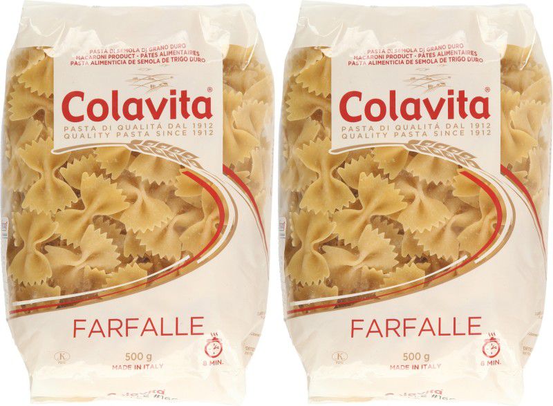 Colavita Farfalle Pasta 500g Durum Wheat Pasta (Pack of 2) Farfalle Pasta  (Pack of 2, 500 g)