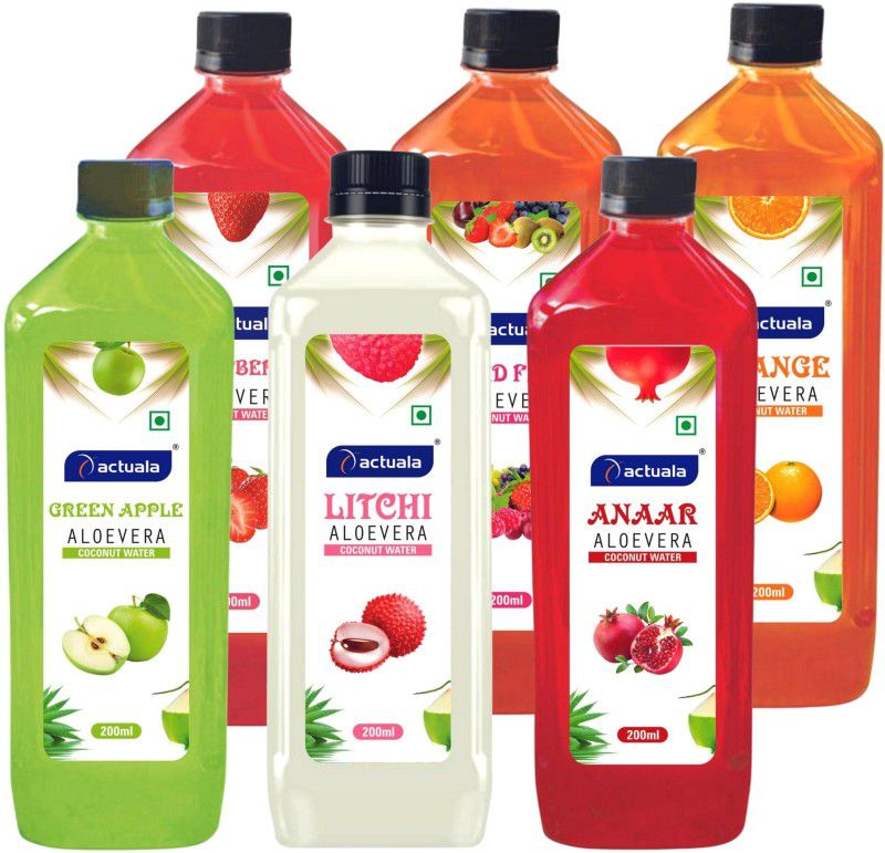 AACTUALA Aloe Vera Coconut Water Fruit Juice Combo - 200ml, Pack of 24  (24 x 0.2 L)