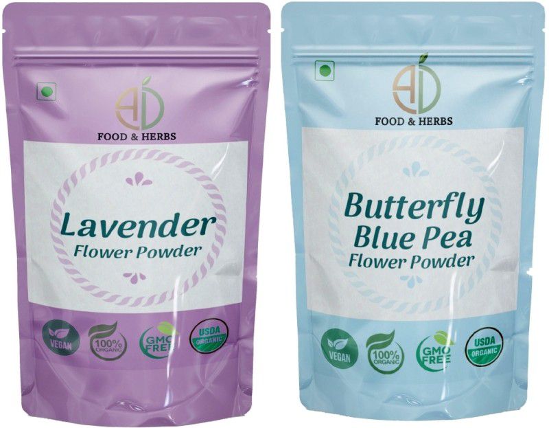 A D FOOD & HERBS COMBO OF 2 TYPES OF FLORAL POWDERS (NO. 42) Green Tea Pouch  (2 x 50 g)