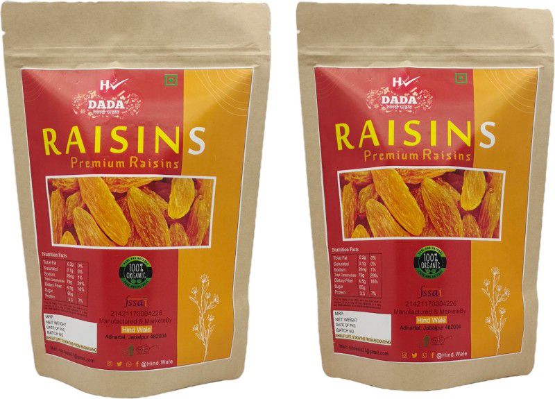 DADA FRESH RAISINS KISHMISH (250g+250g)-pack of 2 Raisins  (2 x 250 g)