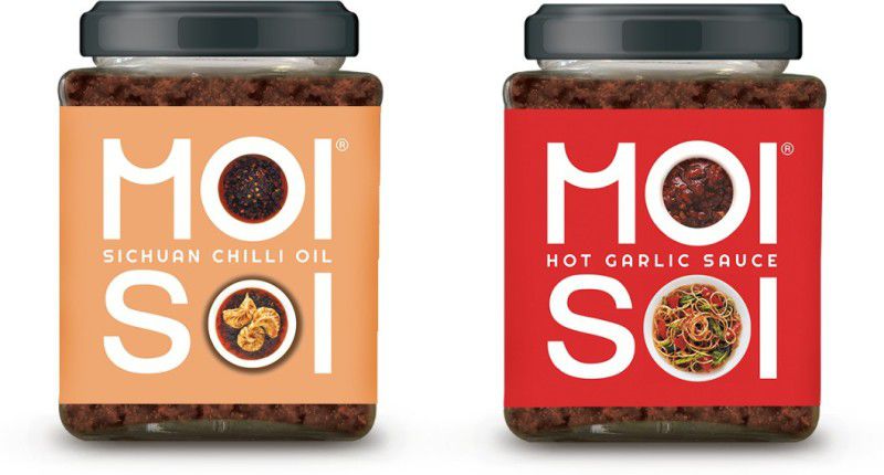 MOI SOI Sichuan Chilli Oil & Hot Garlic Sauce (Combo of 2) (Cook | Spread | Dip) (Vegan) Sauce & Dip  (2 x 175 g)